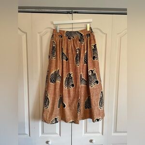 SIKA x Anthropologie Collab Midi Skirt - 8 - Zebra Safari